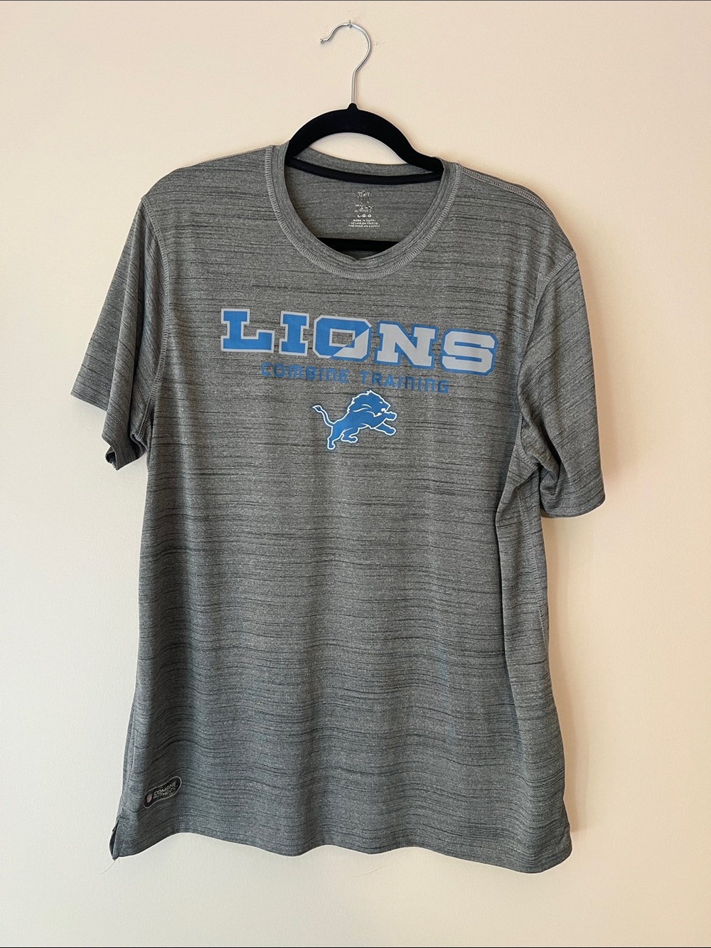 Nike Gray Short-Sleeve Lions Training Tee with Blue Logo